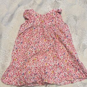 Petit Bateau Pink Floral Baby Dress with Snap Neck